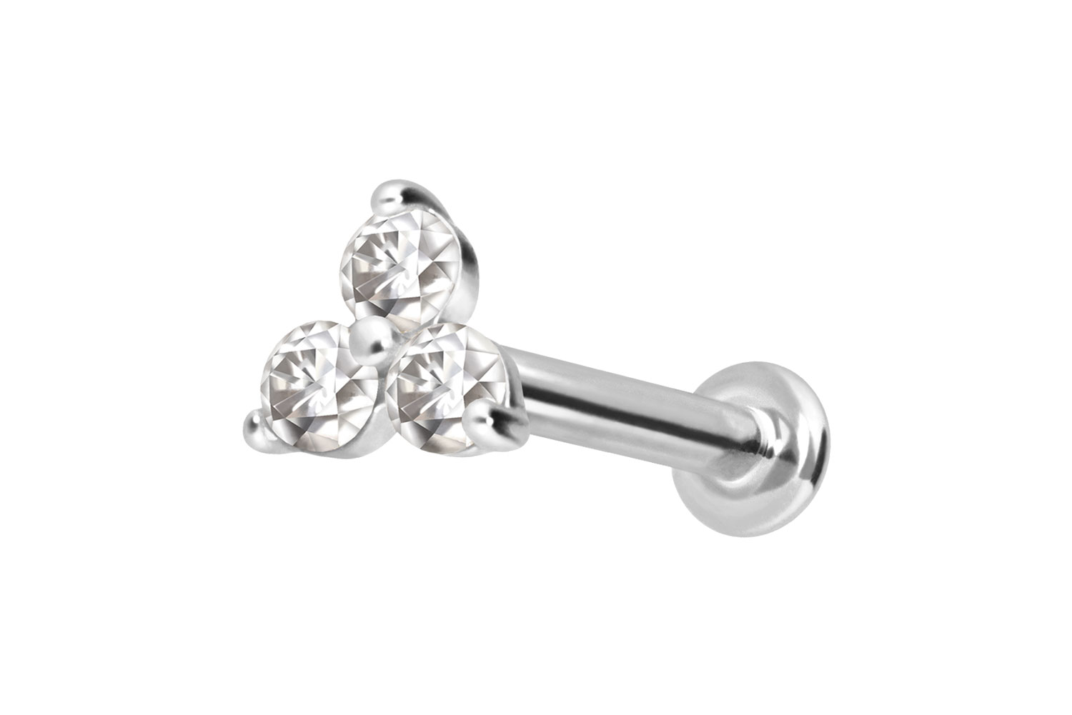 14 Karat Gold Labret Piercing mit Push Fit MOISSANIT-BLUME